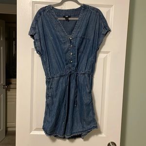 PAIGE denim tunic tie waist shirt dress size M